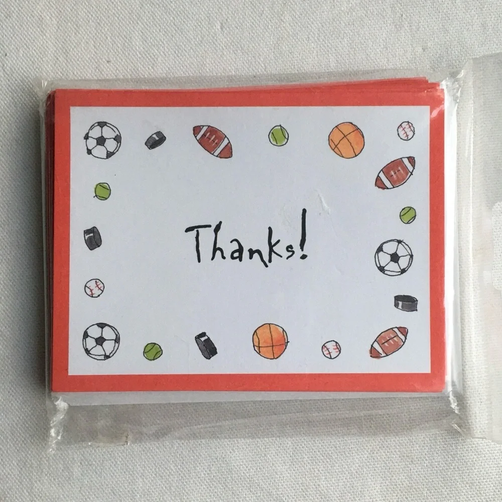 Sports Thank You Notes NEW Football Basketball Hockey Soccer Tennis Baseball